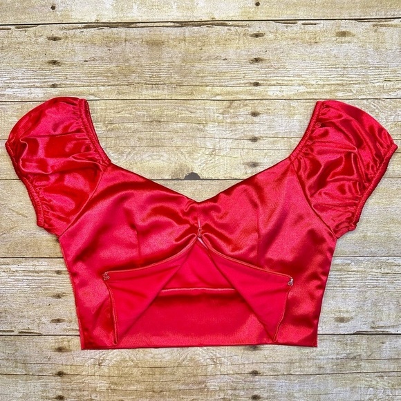 NWT Tiger Mist Dalton Red Satin Crop Top and Skirt Two Piece Set - Picture 6 of 8